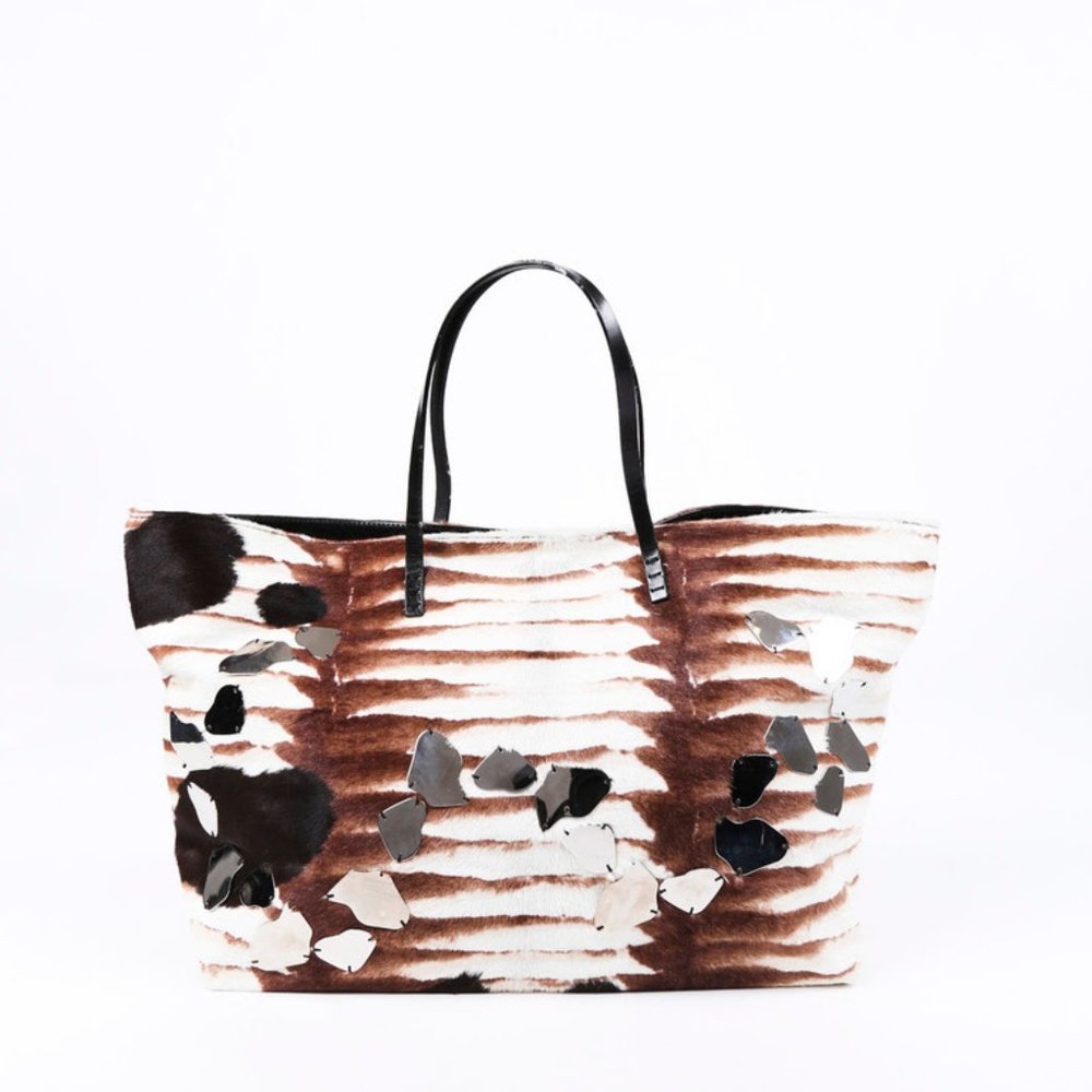 FENDI Large Zebra Print Calf Hair Tote